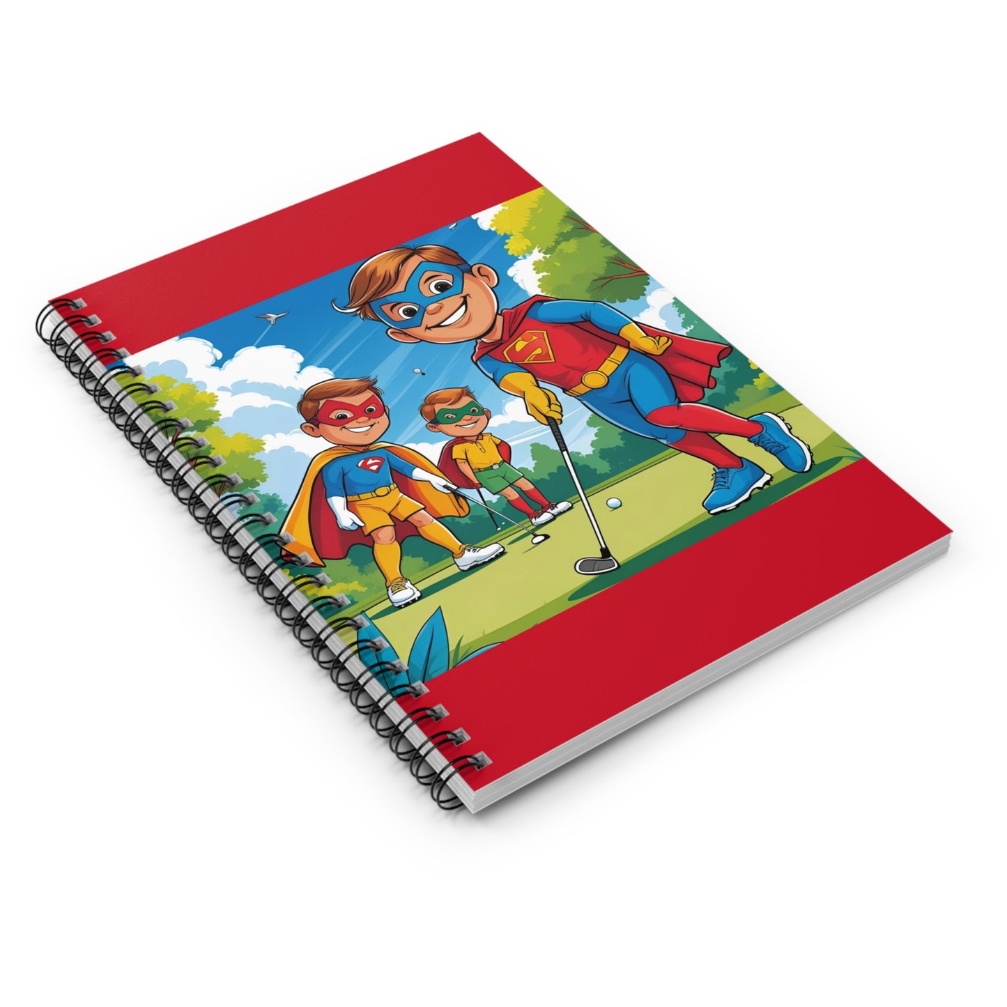 Superhero Golf Spiral Notebook - Fun Kids Journal for School, Gift for Boys, Back to School Supplies, Creative Writing