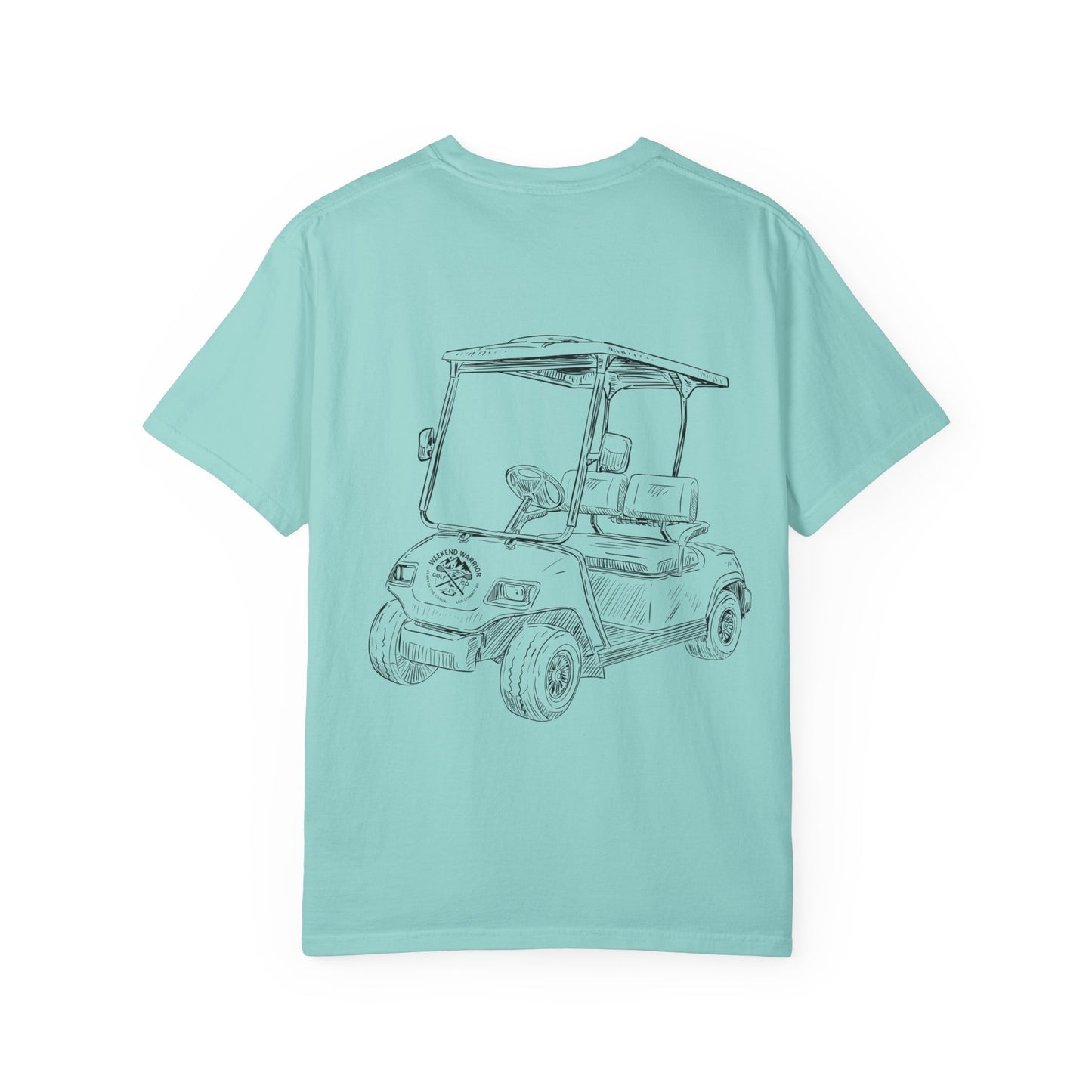 Weekend Warrior “Golf Cart w Logo” Men’s T Shirt, Men’s Golf Apparel, Men’s Golf T-Shirt, Weekend Warrior Golf Co., Weekend Warrior Golf Apparel