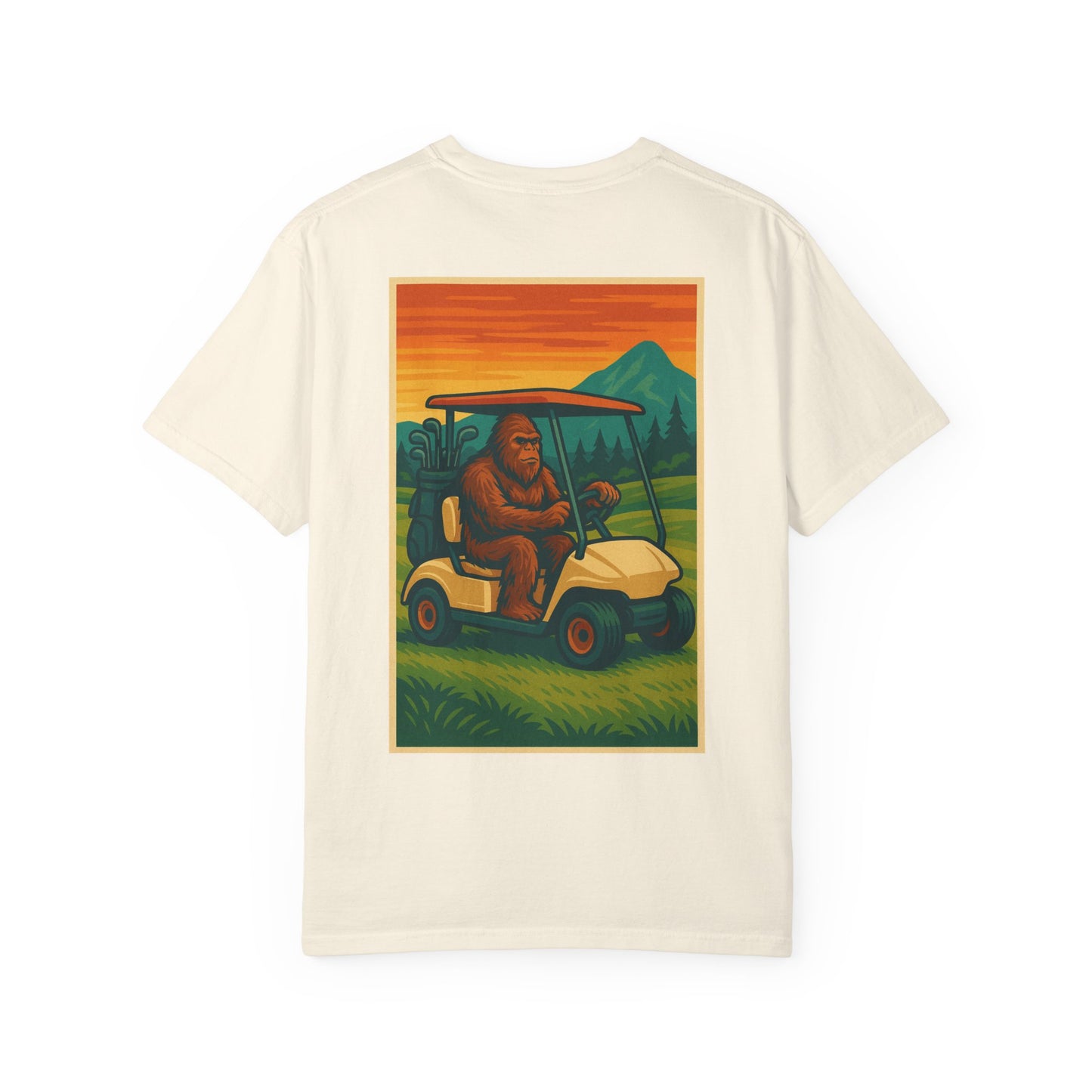 Weekend Warrior “Bigfoot on Golf Cart” Men’s T Shirt, Men’s Golf Apparel, Men’s Golf T-Shirt, Weekend Warrior Golf Co., Weekend Warrior Golf Apparel