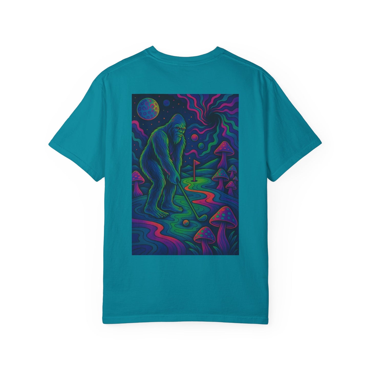Weekend Warrior Drippy Bigfoot Psychedelic Golf T-Shirt, Unisex Graphic Tee
