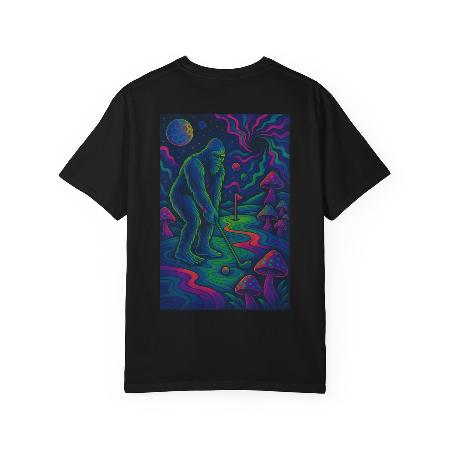 Weekend Warrior Drippy Bigfoot Psychedelic Golf T-Shirt, Unisex Graphic Tee