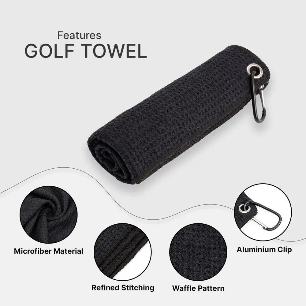 Microfiber Golf Towel – Soft, Absorbent Club & Ball Cleaner with Clip (3 Colors)