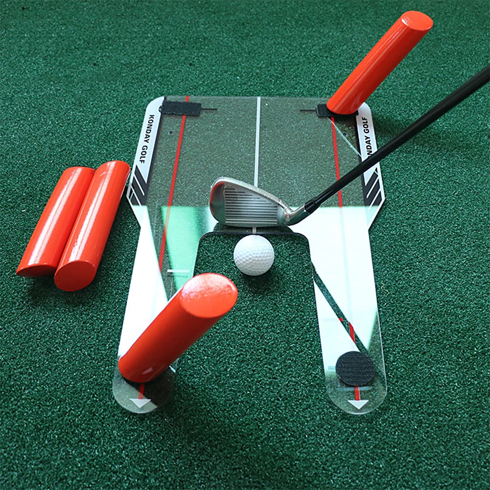 Golf Alignment Swing Trainer – Posture & Swing Path Correction Kit with Mirror Base