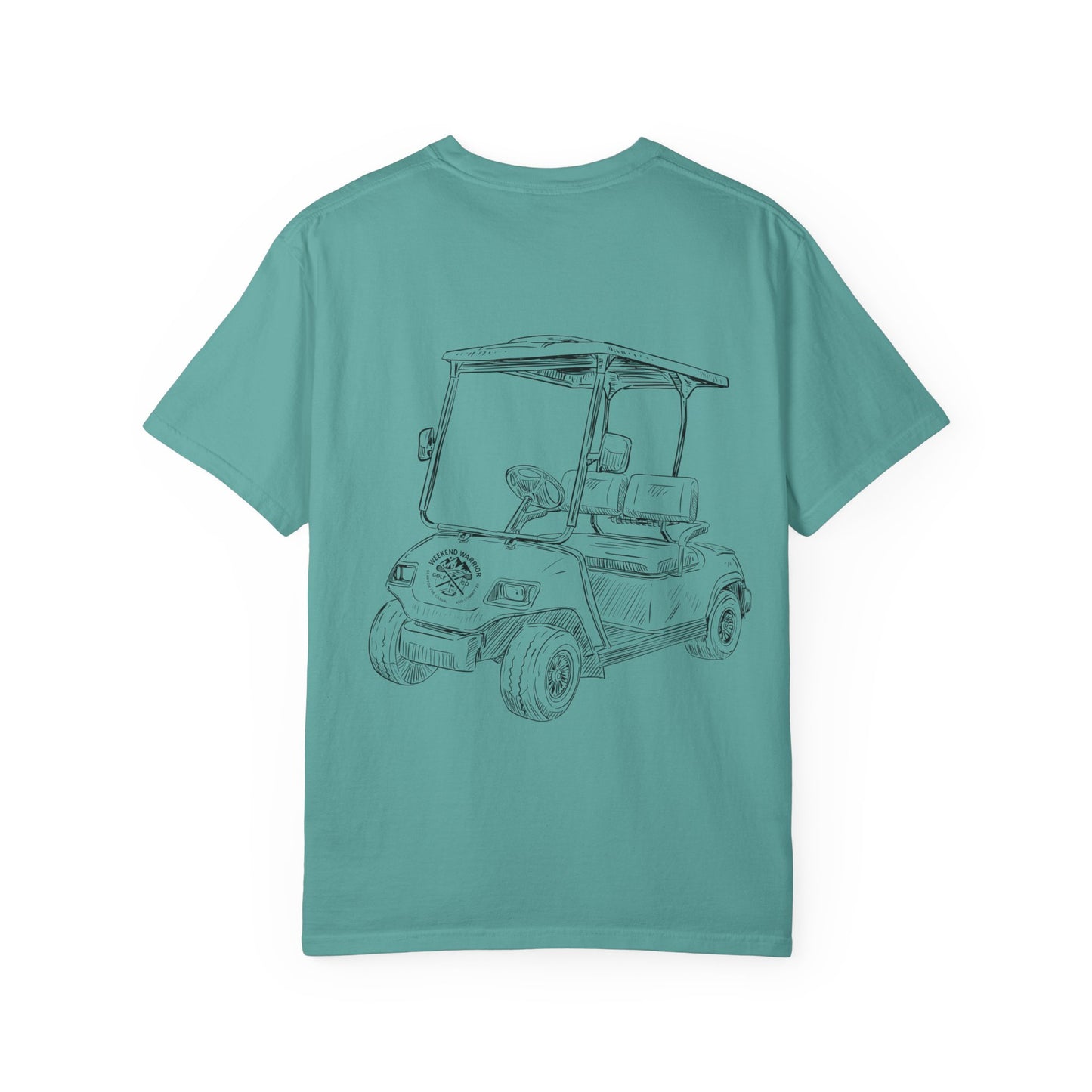 Weekend Warrior “Golf Cart w Logo” Men’s T Shirt, Men’s Golf Apparel, Men’s Golf T-Shirt, Weekend Warrior Golf Co., Weekend Warrior Golf Apparel