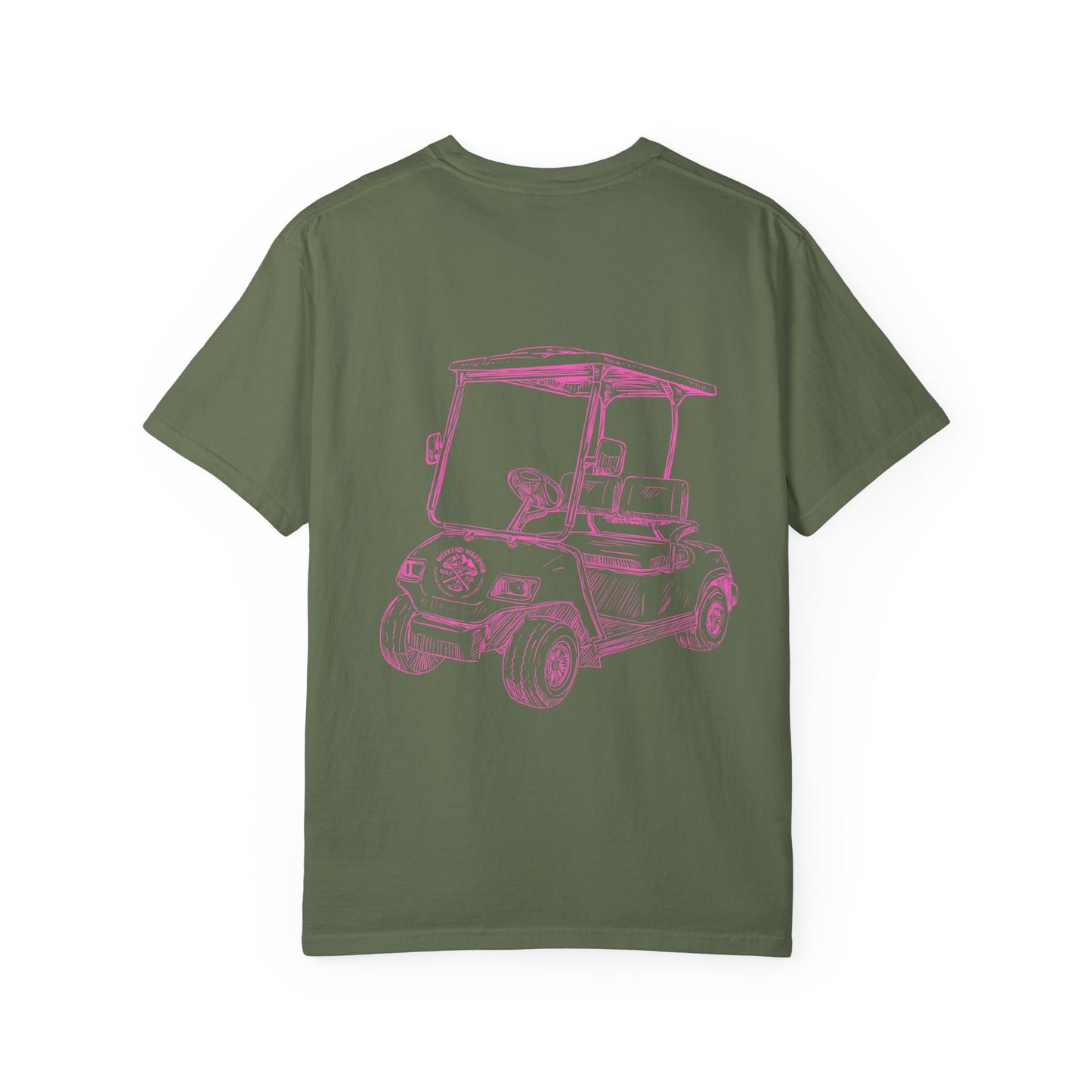Weekend Warrior Pink Golf Cart Women’s Tee, Cute Golfer T-shirt, Sporty Style, Women's Golf Apparel