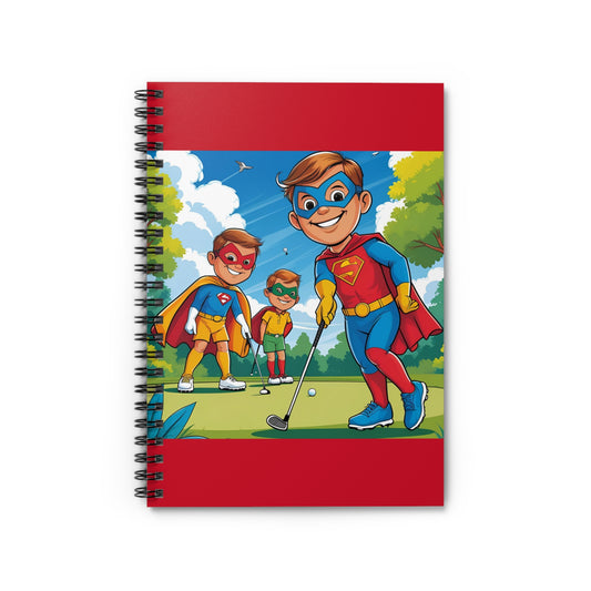 Superhero Golf Spiral Notebook - Fun Kids Journal for School, Gift for Boys, Back to School Supplies, Creative Writing