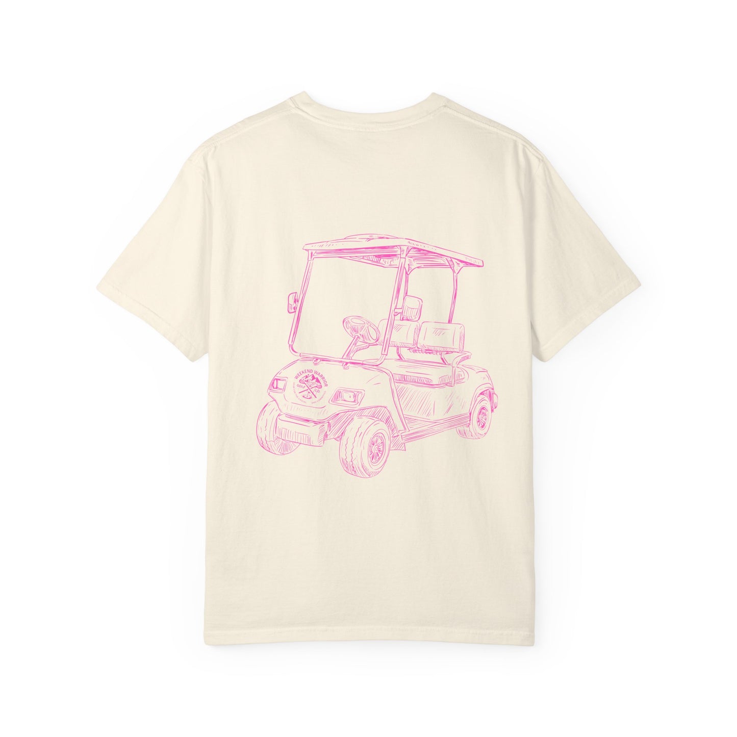 Weekend Warrior Pink Golf Cart Women’s Tee, Cute Golfer T-shirt, Sporty Style, Women's Golf Apparel