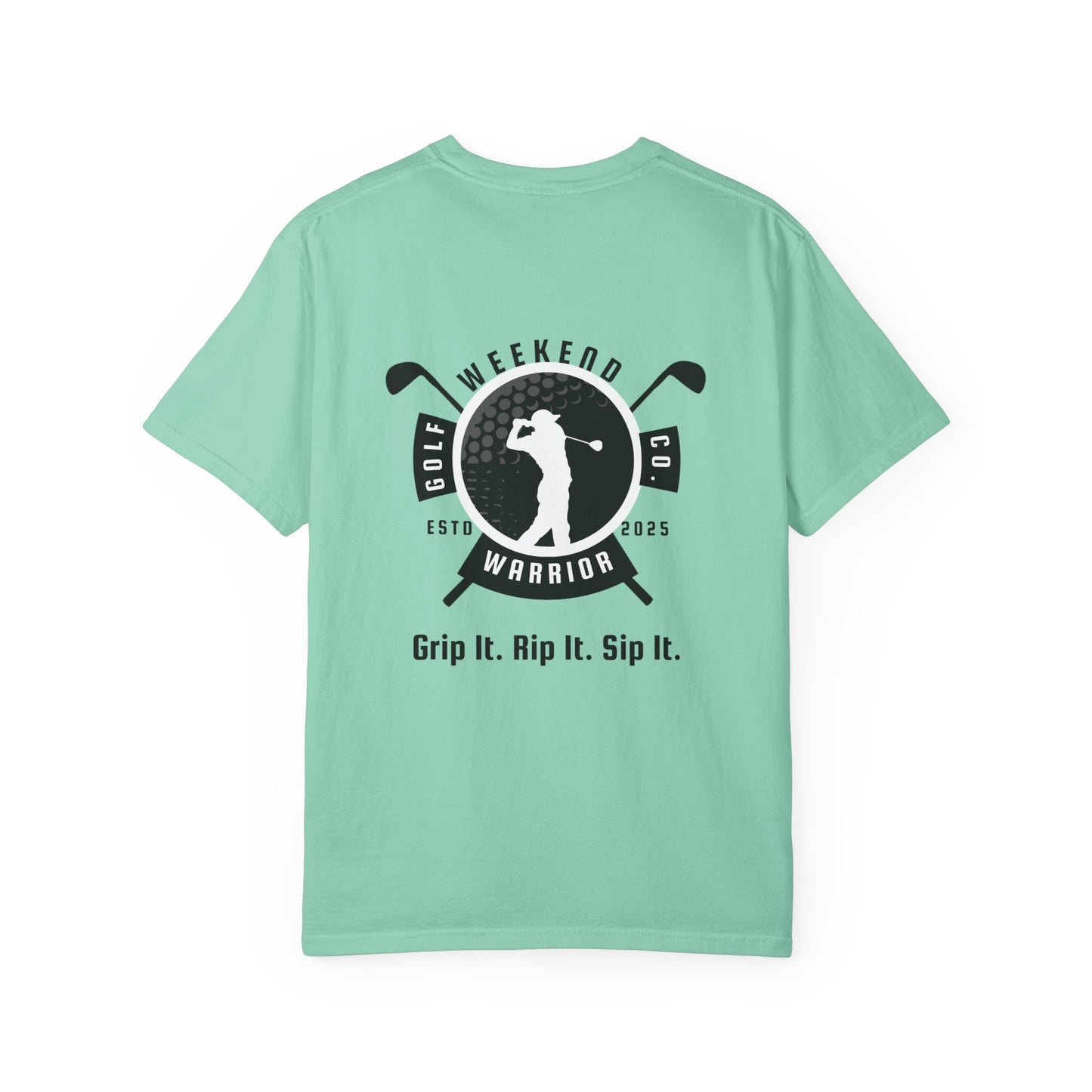 Weekend Warrior “Grip It Rip It Sip It” Men’s T Shirt, Men’s Golf Apparel, Men’s Golf T-Shirt, Weekend Warrior Golf Co., Weekend Warrior Golf Apparel