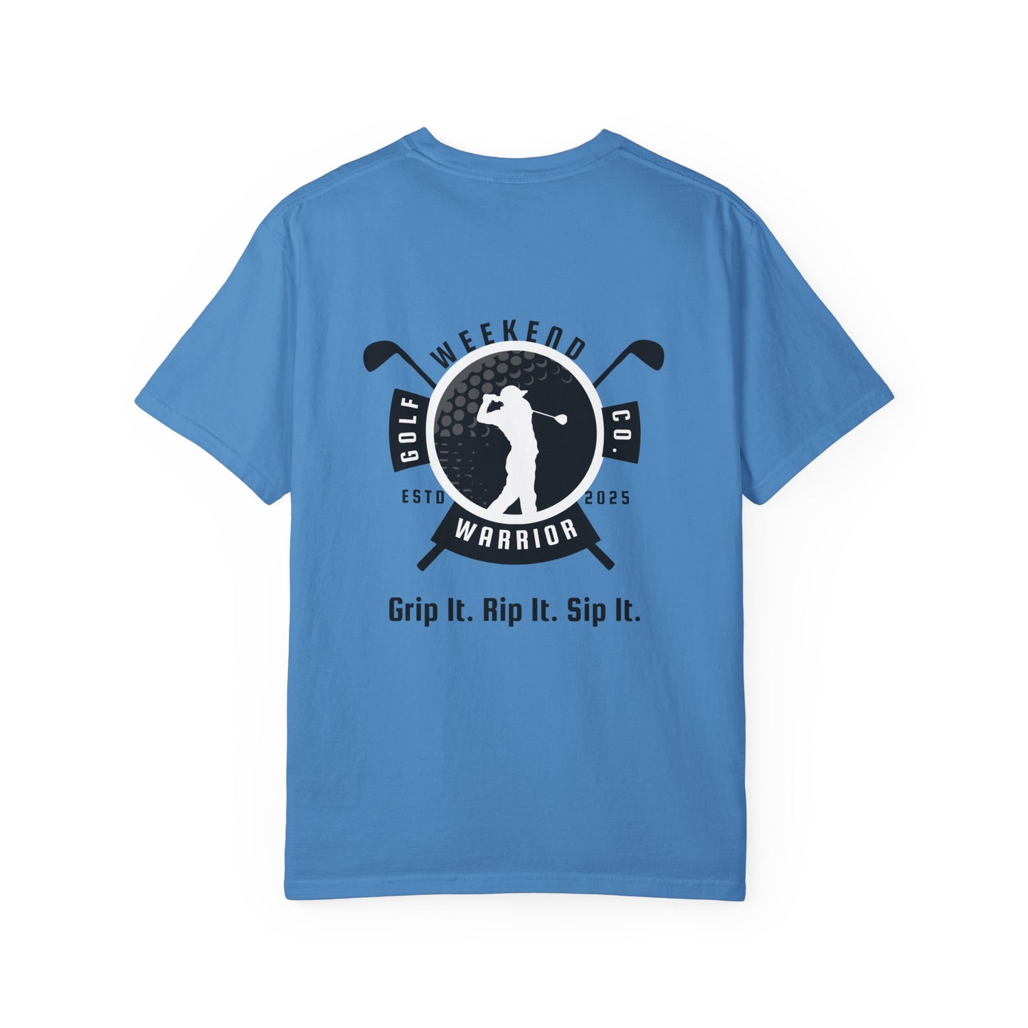 Weekend Warrior “Grip It Rip It Sip It” Men’s T Shirt, Men’s Golf Apparel, Men’s Golf T-Shirt, Weekend Warrior Golf Co., Weekend Warrior Golf Apparel