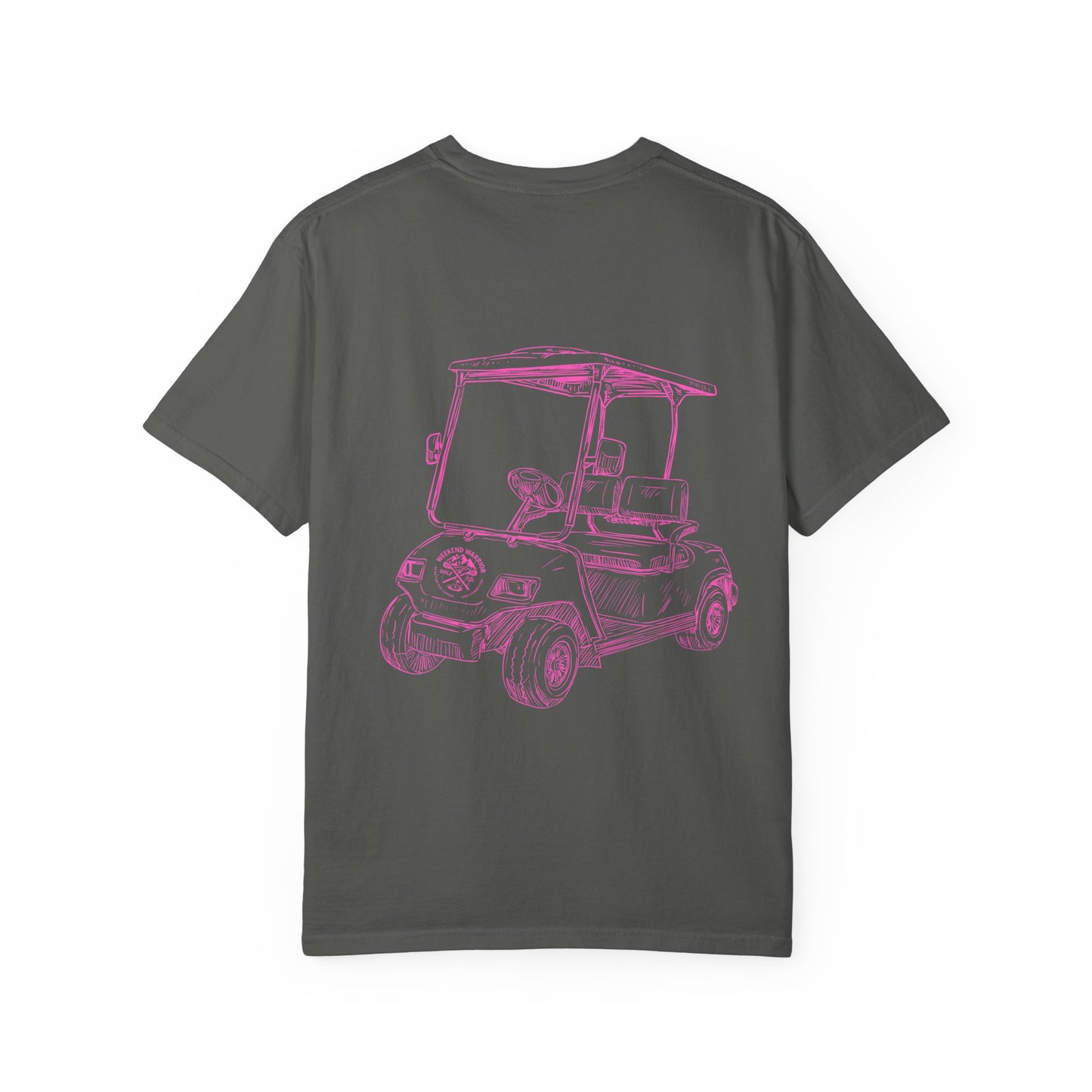 Weekend Warrior Pink Golf Cart Women’s Tee, Cute Golfer T-shirt, Sporty Style, Women's Golf Apparel