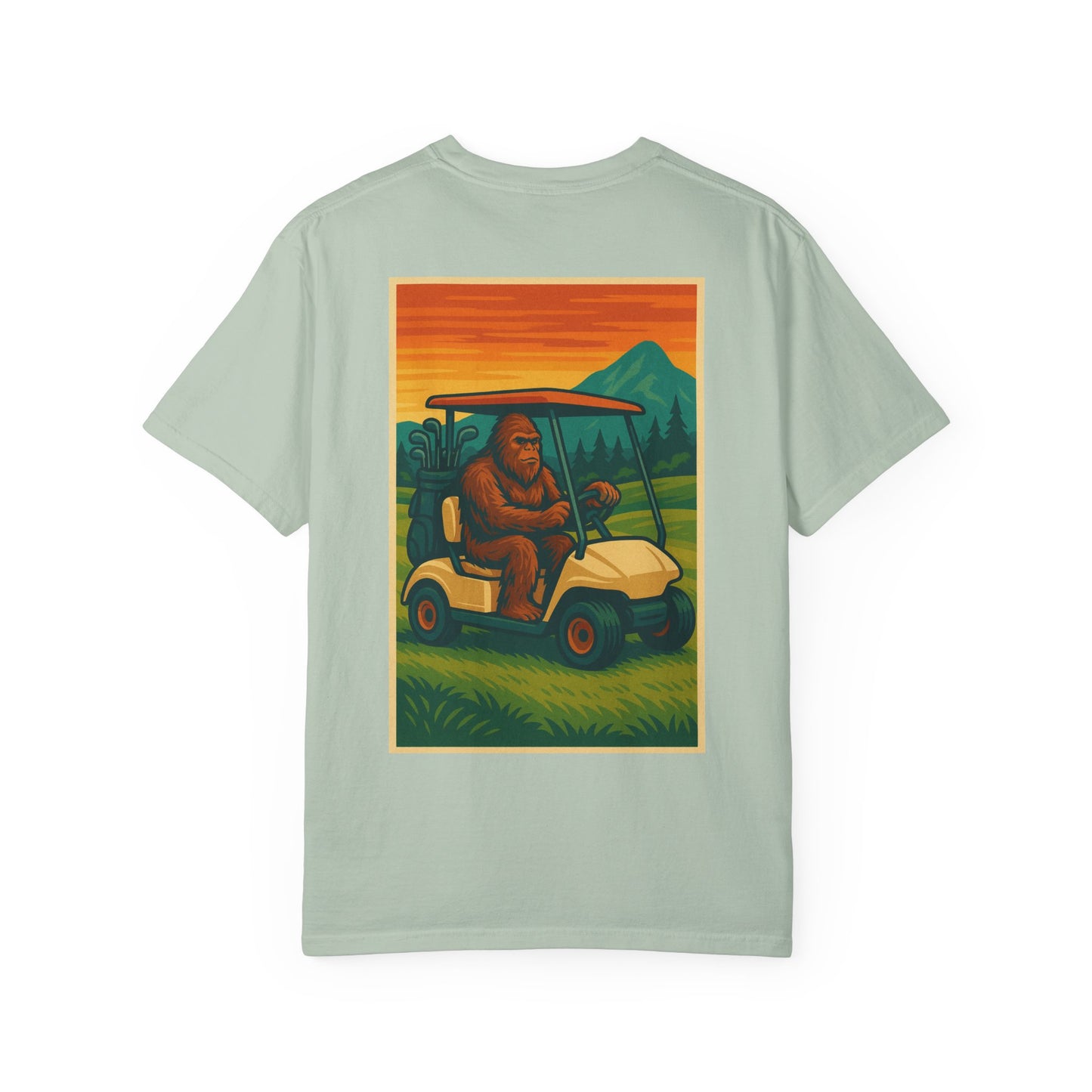 Weekend Warrior “Bigfoot on Golf Cart” Men’s T Shirt, Men’s Golf Apparel, Men’s Golf T-Shirt, Weekend Warrior Golf Co., Weekend Warrior Golf Apparel