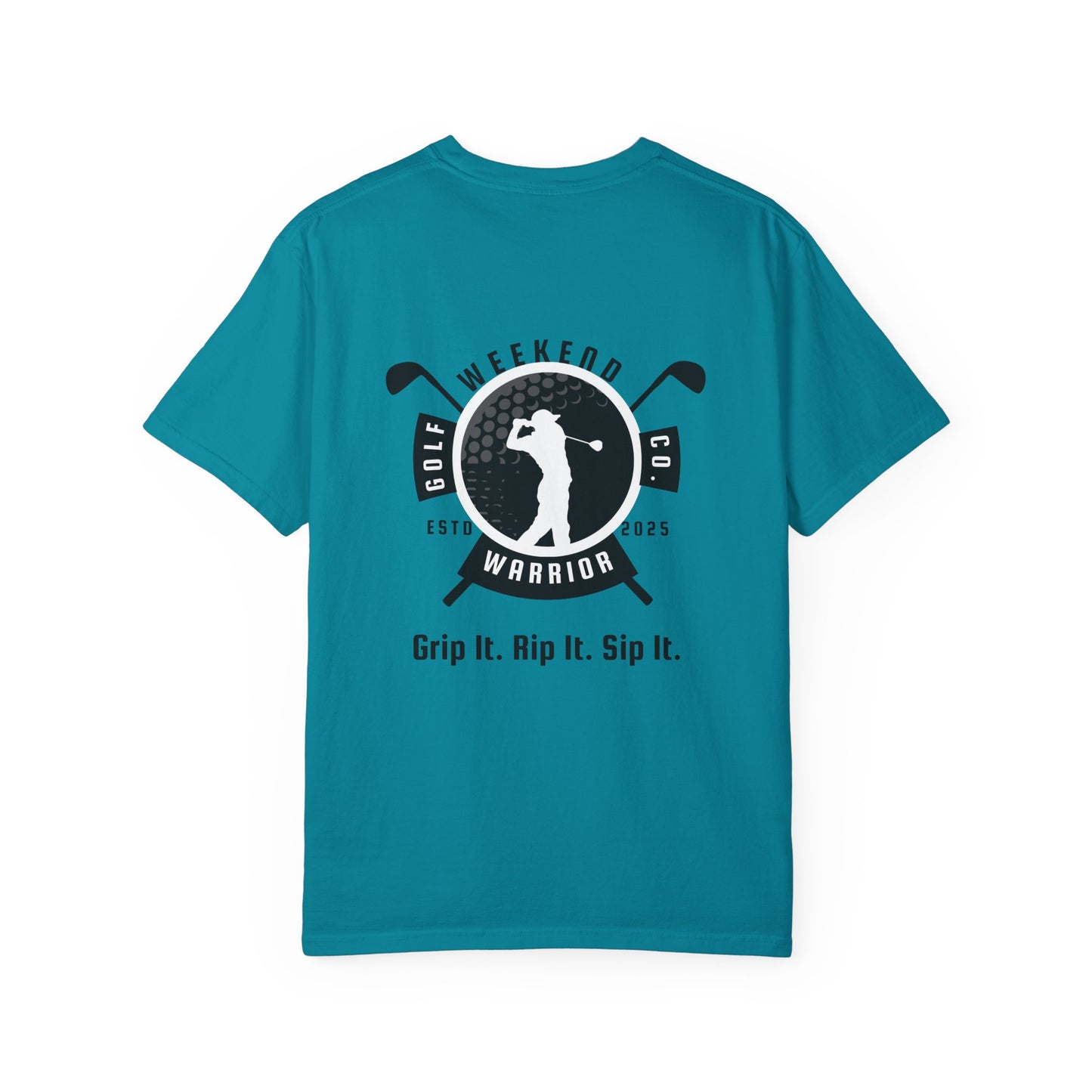 Weekend Warrior “Grip It Rip It Sip It” Men’s T Shirt, Men’s Golf Apparel, Men’s Golf T-Shirt, Weekend Warrior Golf Co., Weekend Warrior Golf Apparel