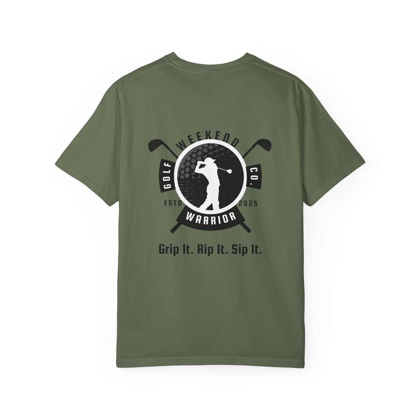 Weekend Warrior “Grip It Rip It Sip It” Men’s T Shirt, Men’s Golf Apparel, Men’s Golf T-Shirt, Weekend Warrior Golf Co., Weekend Warrior Golf Apparel