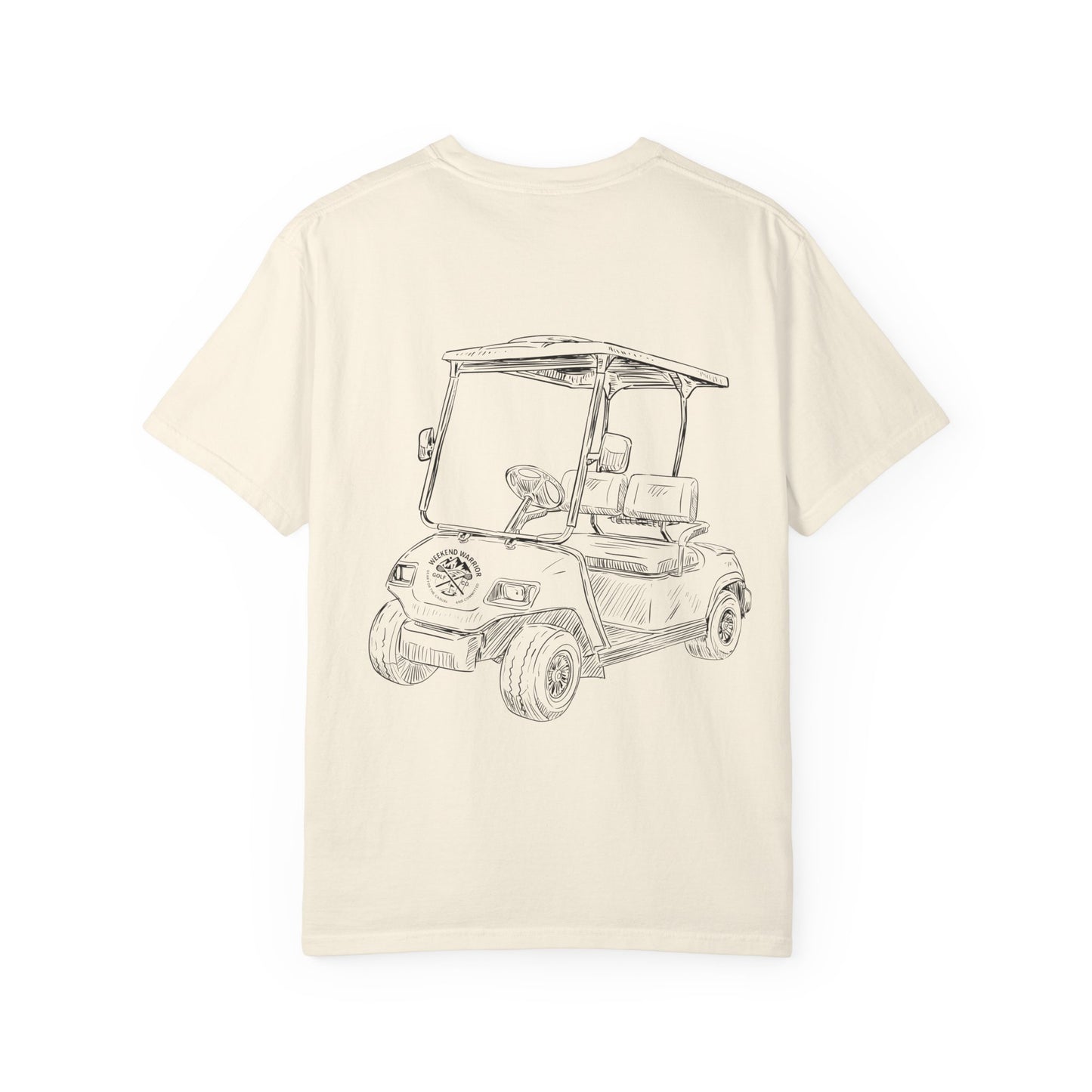 Weekend Warrior “Golf Cart w Logo” Men’s T Shirt, Men’s Golf Apparel, Men’s Golf T-Shirt, Weekend Warrior Golf Co., Weekend Warrior Golf Apparel