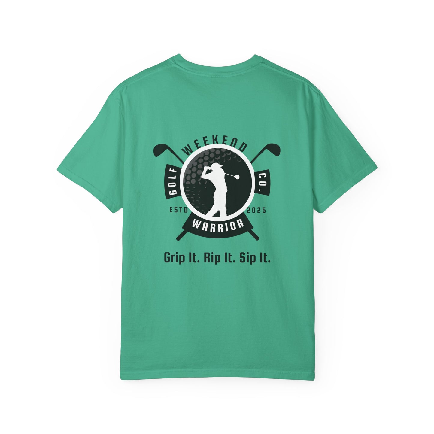 Weekend Warrior “Grip It Rip It Sip It” Men’s T Shirt, Men’s Golf Apparel, Men’s Golf T-Shirt, Weekend Warrior Golf Co., Weekend Warrior Golf Apparel