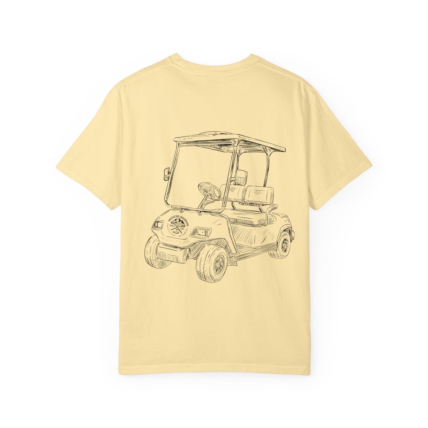 Weekend Warrior “Golf Cart w Logo” Men’s T Shirt, Men’s Golf Apparel, Men’s Golf T-Shirt, Weekend Warrior Golf Co., Weekend Warrior Golf Apparel