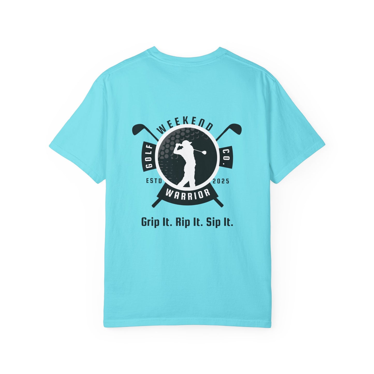 Weekend Warrior “Grip It Rip It Sip It” Men’s T Shirt, Men’s Golf Apparel, Men’s Golf T-Shirt, Weekend Warrior Golf Co., Weekend Warrior Golf Apparel