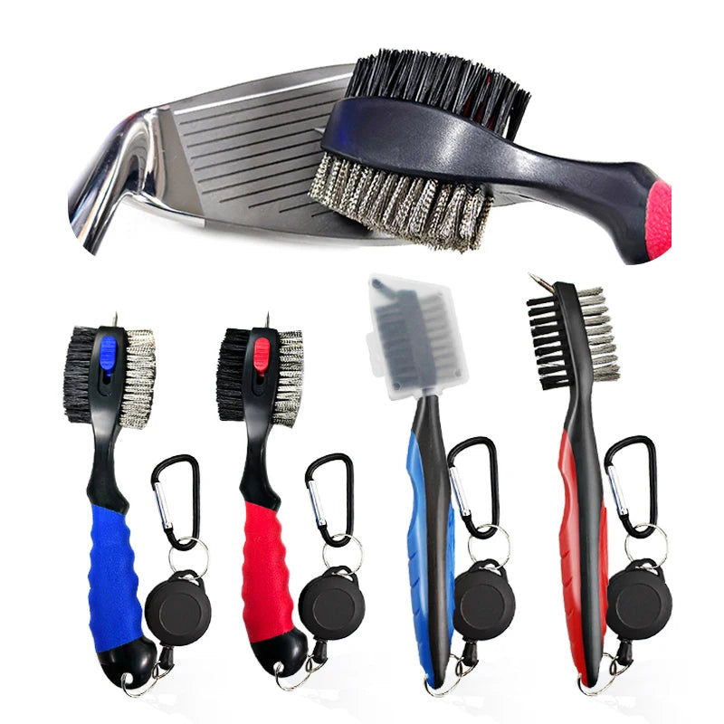 Golf Club Cleaning Brush – Double-Sided Groove Cleaner with Keychain & Clip