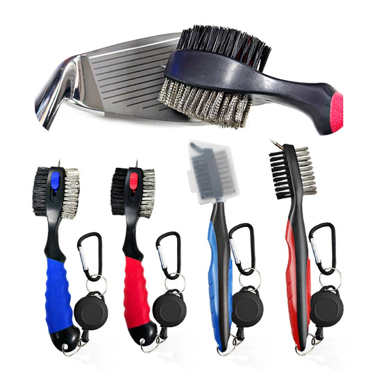 Golf Club Cleaning Brush – Double-Sided Groove Cleaner with Keychain & Clip
